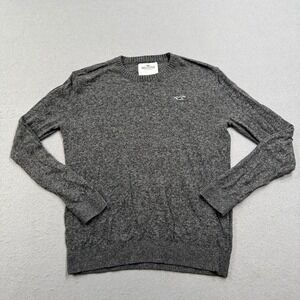 Hollister Sweater Men's Medium Dark Gray Ribbed Knit Crewneck Long Sleeve Preppy